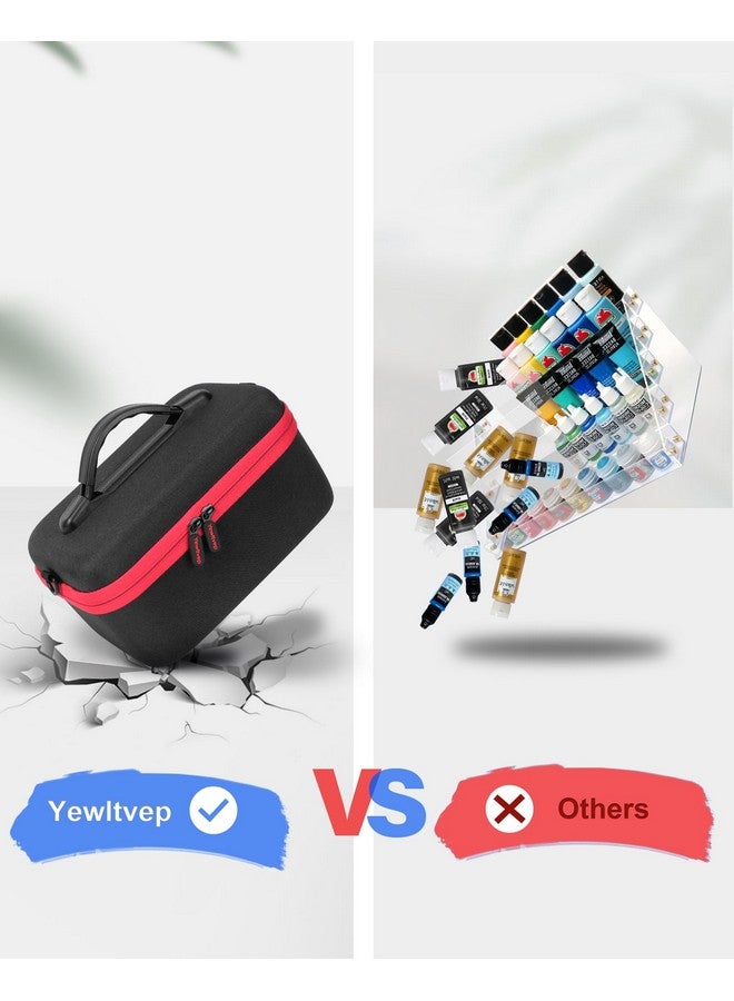 Yewltvep Acrylic Paint Storage case for Apple Barrel Acrylic Paint with 10pcs Paint Brush, Craft Paint Storage for 24 Bottles of 2 oz Acrylic Paint, Hard Shell Acrylic Paint Bottle Storage Organizer case - Image 3