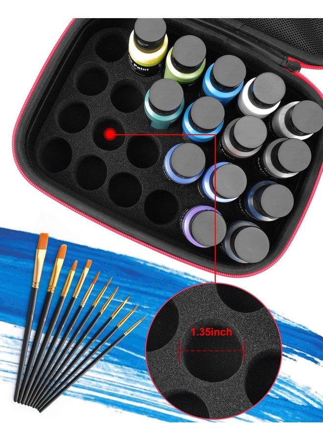 Yewltvep Acrylic Paint Storage case for Apple Barrel Acrylic Paint with 10pcs Paint Brush, Craft Paint Storage for 24 Bottles of 2 oz Acrylic Paint, Hard Shell Acrylic Paint Bottle Storage Organizer case - Image 2