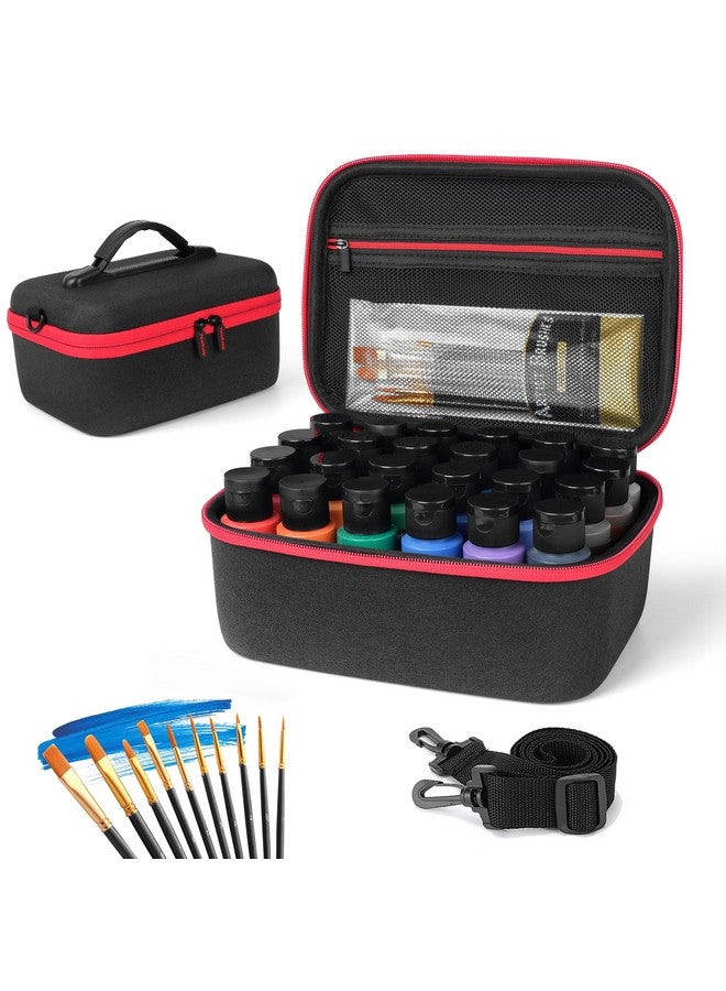 Yewltvep Acrylic Paint Storage case for Apple Barrel Acrylic Paint with 10pcs Paint Brush, Craft Paint Storage for 24 Bottles of 2 oz Acrylic Paint, Hard Shell Acrylic Paint Bottle Storage Organizer case - Image 1