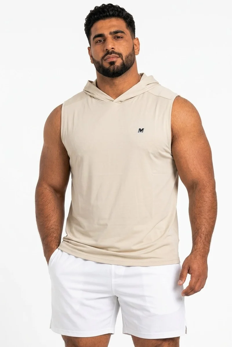 Men's Training Hooded Tank Top Beige