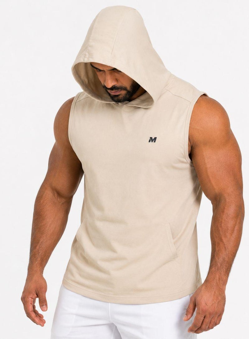 موفليتكس تانك توب بغطاء رأس للرجال بيج - Image 1