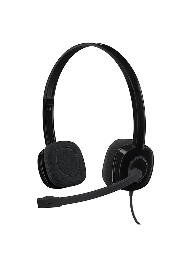Logitech H151 Wired Headset, Stereo Headphones With Rotating Noise-Cancelling Microphone, 3.5 mm Audio Jack, In-Line Controls, PC/Mac/Laptop/Tablet/Smartphone Black - Image 1