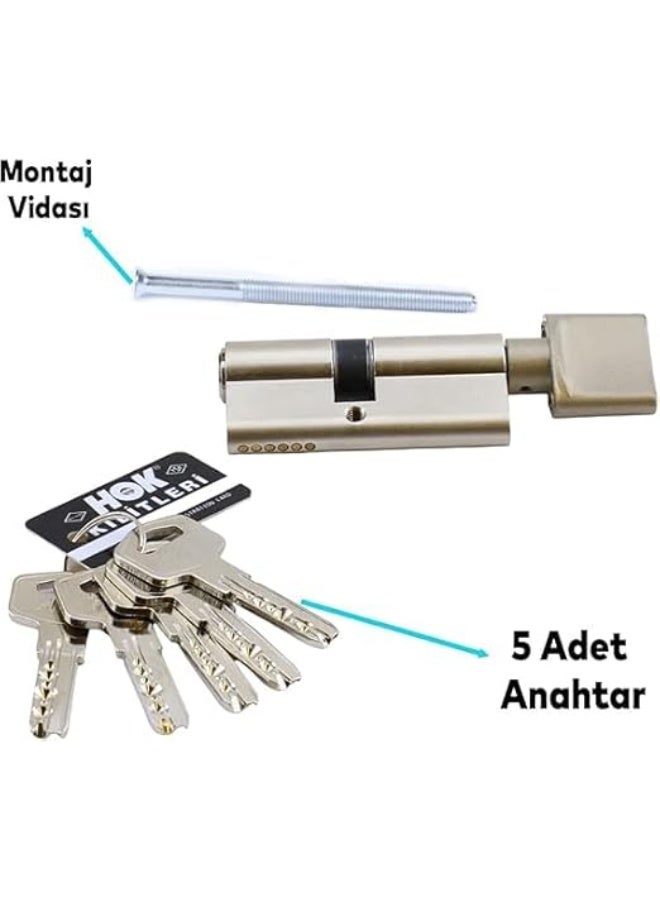Hoka Knob Cylinder Barrel Lock Door Safety Security 5 Keys- Turkey Hok BB68T - Image 2