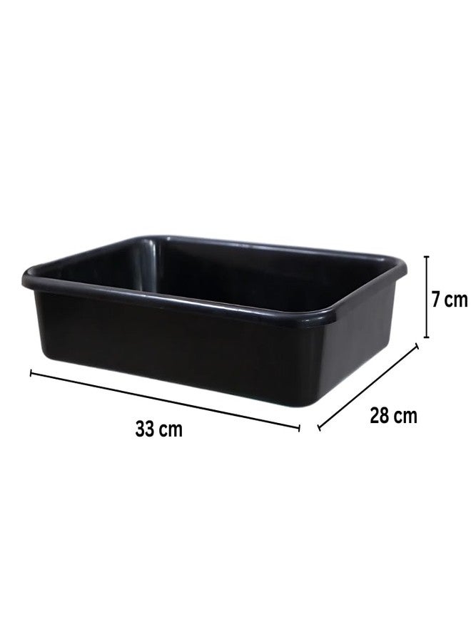 Morvi Multipurpose 102 Rectangular Plastic Trays| Stationary Office Paper Organiser Tray | Strong Plastic Material | Stackable Storage Trays for Home & Office| 33x 28 x 7 cm| Pack of 1| Black - Image 3