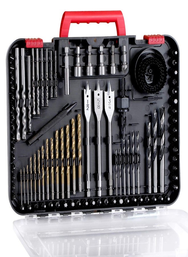 AVID POWER Drill Bit Set, Titanium Twist Brad Point Driver Bits, Drill and Screwdriver Bits Combo Kit with Case for Metal, Wood, Concrete and Masonry, 100 Pieces - Image 1