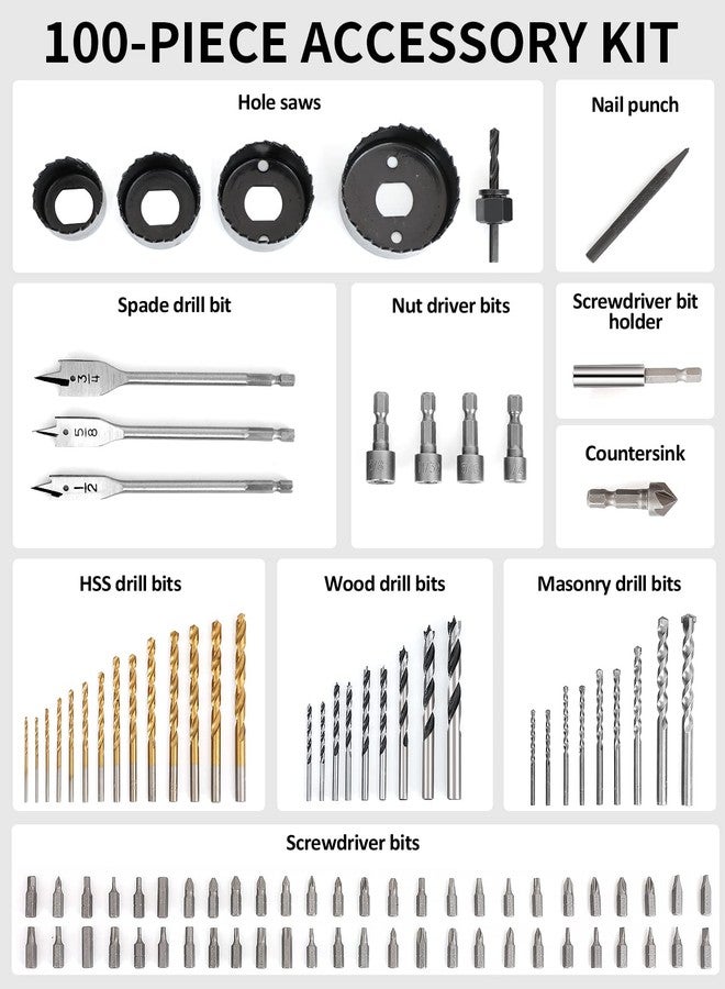 AVID POWER Drill Bit Set, Titanium Twist Brad Point Driver Bits, Drill and Screwdriver Bits Combo Kit with Case for Metal, Wood, Concrete and Masonry, 100 Pieces - Image 2