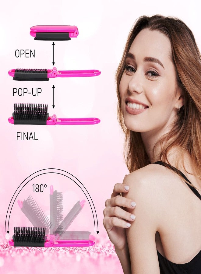 Yulejo 20 قطعة فرشاة شعر سفر محمولة قابلة للطي مع مرآة مشط شعر مصغر مدمج قابل للطي فرشاة تدليك ملونة جيب مربعة للعائلة والمدرسة والسيارة والحقيبة - Image 2