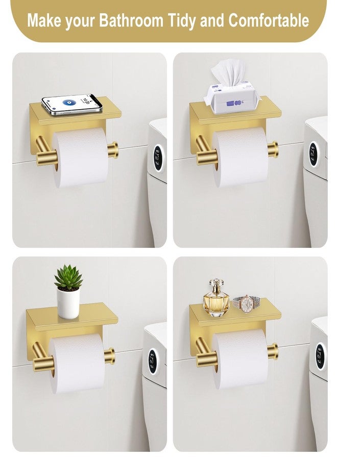 soaez Brushed Gold Bathroom Hardware Set, 5 Pieces Gold Towel Bar Bathroom Accessories, Upgraded Toilet Paper Holder with Shelf Set, 23.6 Inch Towel Rack Towel Holder for Bathroom Wall - Image 3
