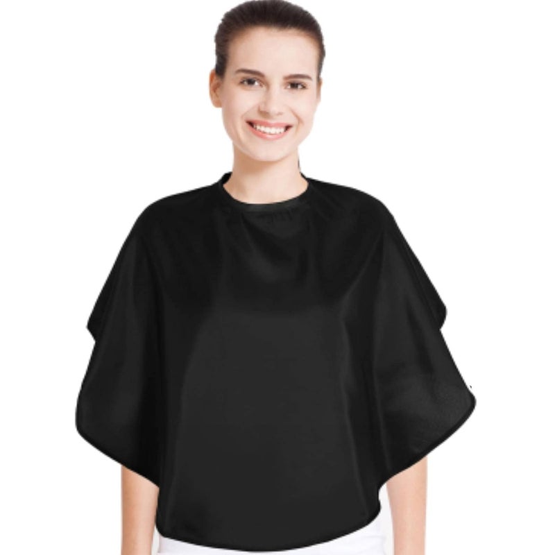 Geyoga Short Makeup Cape for Women Men Mini Makeup Bib Haircut Cape for Makeup Artist Shampoo Beauty Salon Artist Styling Black