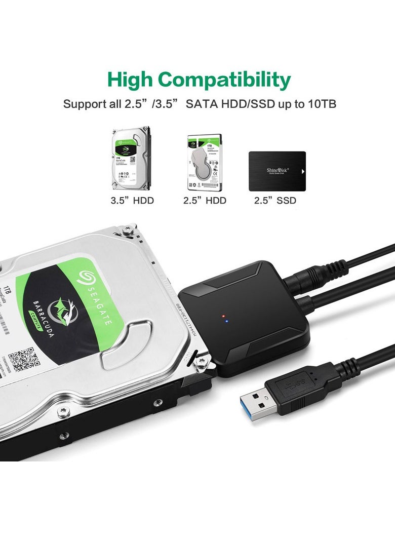 Joyelink Joyelink SATA to USB 3.0 Adapter, External Hard Drive Converter Cable for 2.5" 3.5" HDD, SSD with Power Supply，Compatible with Win 98/ME/2000/XP/VISTA /win7/MAC OS 9.X/10.X /Linux  - Image 4