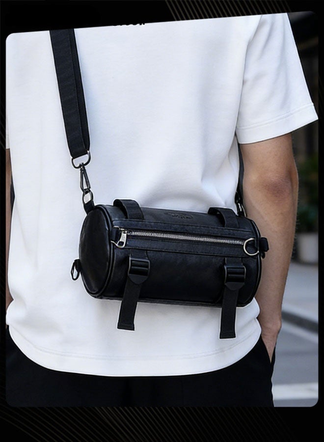 WEIXIER Men's Retro Shoulder Bag Portable Business Leather Waterproof and Wear Resistant Crossbody Bag with Adjustable Straps for Work Office Black - Image 2