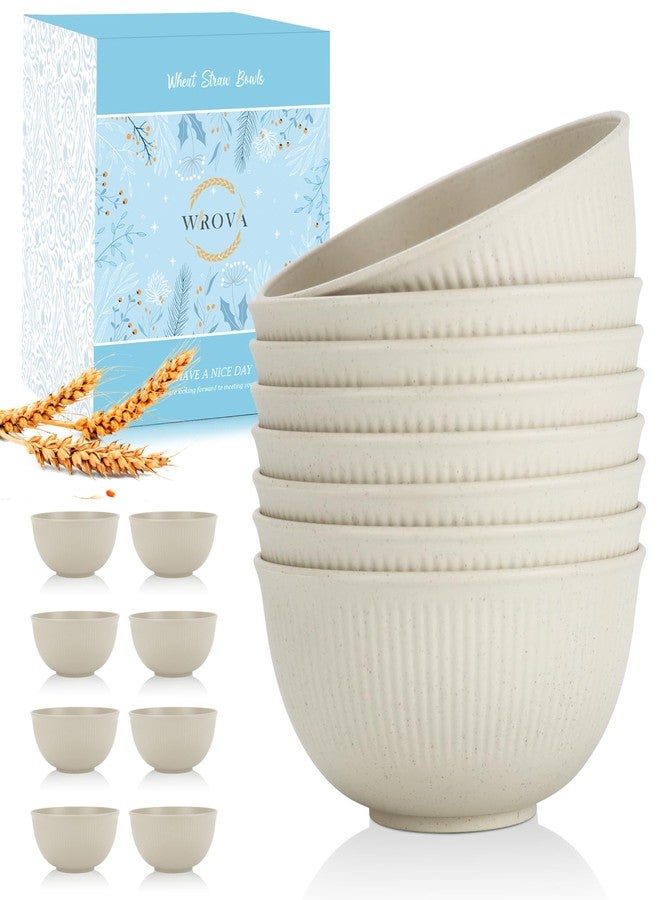 Wrova Wheat Straw Bowl Sets of 8,Unbreakable Cereal Bowl 26 OZ,Microwave and Dishwasher Safe Bowls,Kids Bowl suitable for Cereal,Salad,Snack and Soup. Winter-Snow Series - Image 1