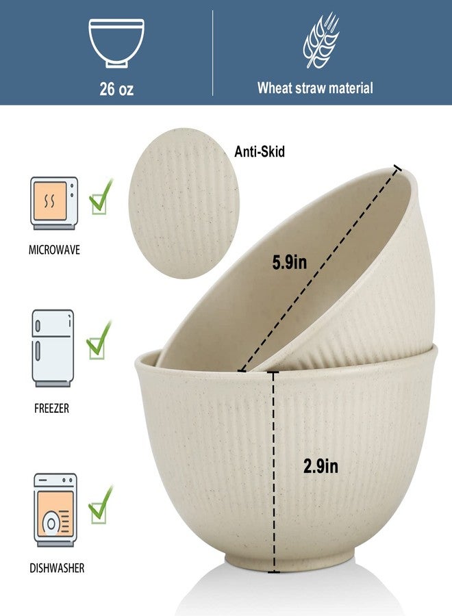 Wrova Wheat Straw Bowl Sets of 8,Unbreakable Cereal Bowl 26 OZ,Microwave and Dishwasher Safe Bowls,Kids Bowl suitable for Cereal,Salad,Snack and Soup. Winter-Snow Series - Image 2