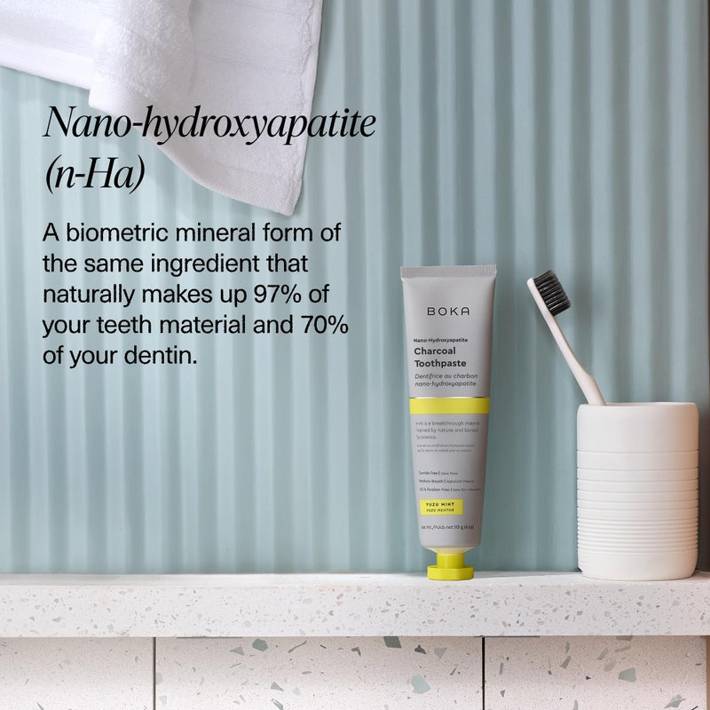 Boka Fluoride Free Toothpaste, Nano Hydroxyapatite Toothpaste, Appropriate for Sensitive Teeth - for Adult, Kids Oral Care - Charcoal Yuzu Mint Flavor, 4 Fl Oz 3Pk US Manufactured - Image 4