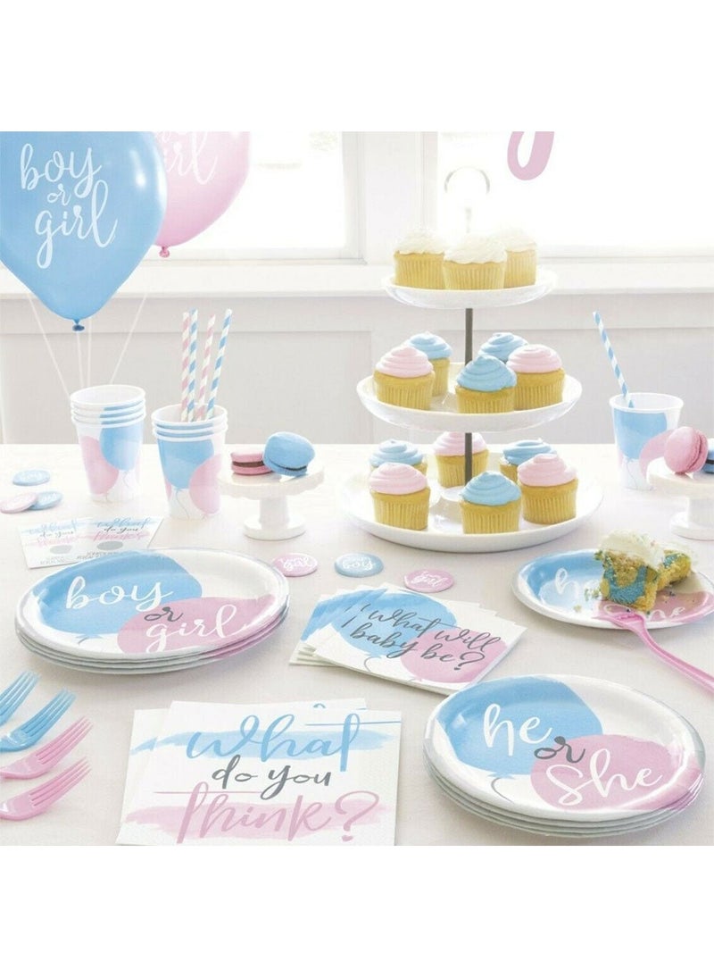 Unique Boy Or Girl Disposable Paper Plates Blue Pink White 22cm 8-Pack - Image 3