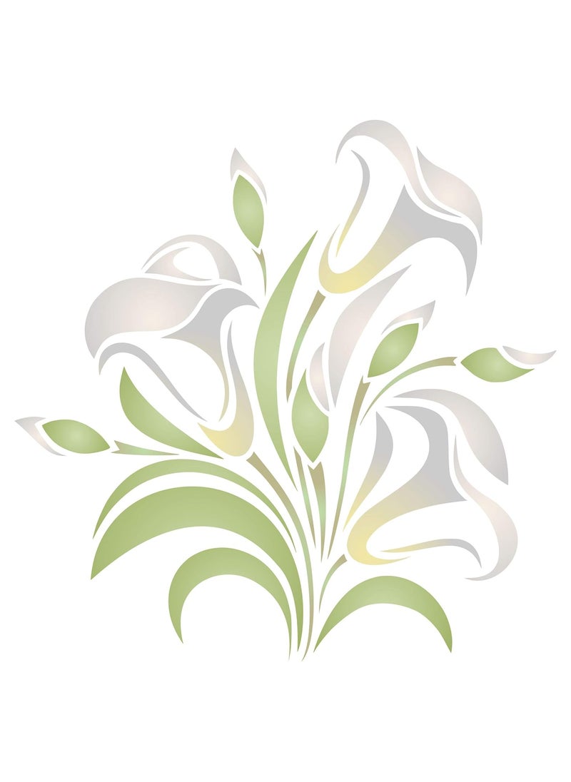 Usnyabni Calla Lily Stencil, 8.5 x 8.5 inch (M) - Flower Floral Arum Lilies Stencils  - Image 1