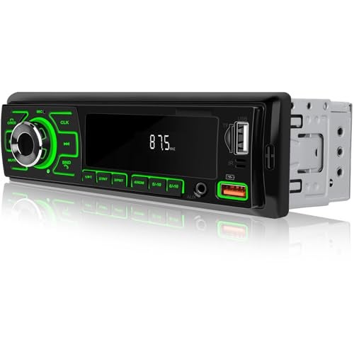 SIXWIN Single Din Car Radio, Bluetooth Car Stereo, Car Multimedia Audio Receiver with Voice Control, AUX/USB/TF Input, APP Control and Location Tracking, FM Radio, Audio Recording - Image 1