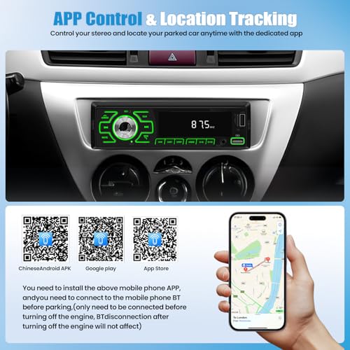 SIXWIN Single Din Car Radio, Bluetooth Car Stereo, Car Multimedia Audio Receiver with Voice Control, AUX/USB/TF Input, APP Control and Location Tracking, FM Radio, Audio Recording - Image 2