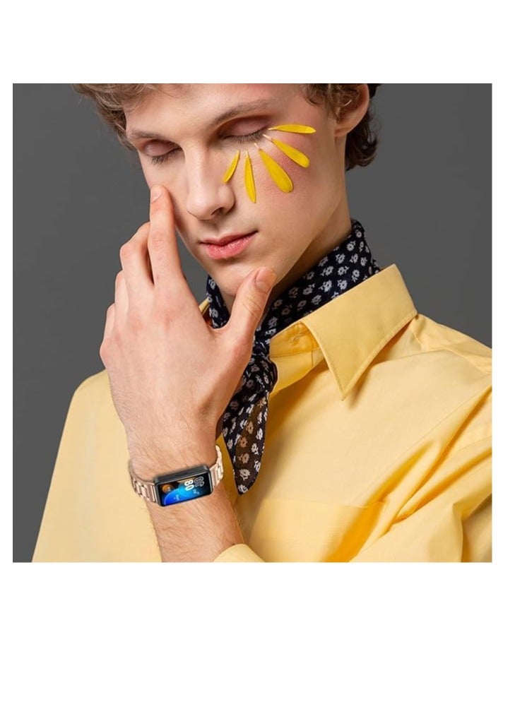 Compatible with Huawei Band 7 Metal Strap,Stainless Steel Band Huawei Band 7 / Honor Band 7 Replacement Wristbands Strap - Image 3
