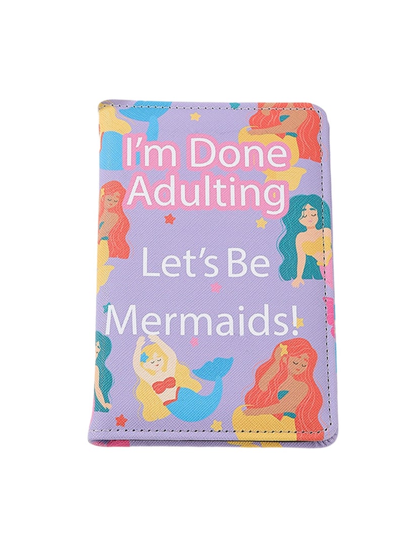 Generic Passport Holder Wallet Passport Holder, Multifunctional Girl Card Holder PU Leather Travel Document Holder, Travel Card Holder (Purple Print)  - Image 1
