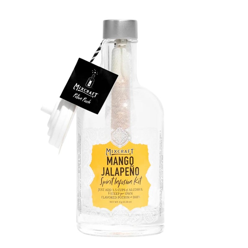 MixCraft Spirit Infusion Kit - Premium Craft Cocktail & Mocktail Mixer, Glass Bottle, Collapsible Funnel, Flavor Pouch & Recipe, Mango Jalapeño - Image 1