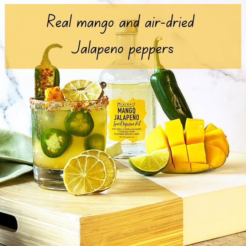 MixCraft Spirit Infusion Kit - Premium Craft Cocktail & Mocktail Mixer, Glass Bottle, Collapsible Funnel, Flavor Pouch & Recipe, Mango Jalapeño - Image 3