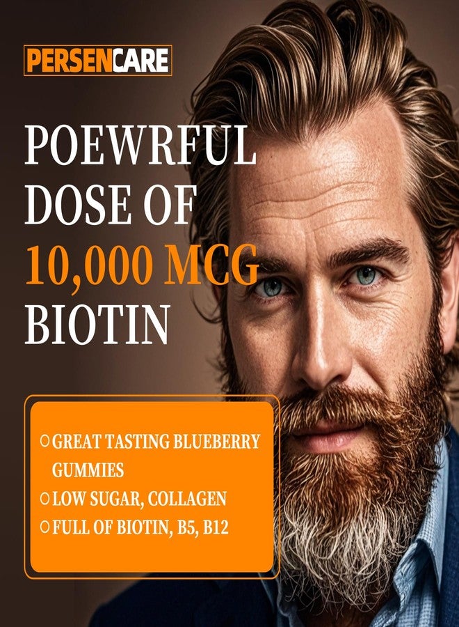 VAEYAE Big Beard Growth Gummy for Men, 60 Blueberry Flavored Gummies, with 10K MCG Biotin B12 Collagen and Elite Beard Hair Grooming Nutrients & Vitamins, Grow Stronger, Longer, Thicker & Fuller Beard - Image 3