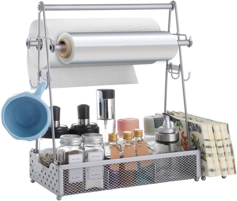 Easy Assembly Build, Flatware Caddy with Handle, Paper Towel Roll Holders, Condiment Caddy, Utensil Holder for Camping Kitchen Party Picnic - Image 1