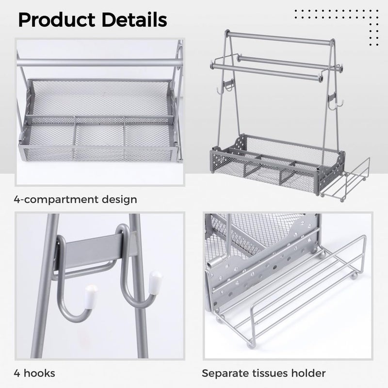 Easy Assembly Build, Flatware Caddy with Handle, Paper Towel Roll Holders, Condiment Caddy, Utensil Holder for Camping Kitchen Party Picnic - Image 5