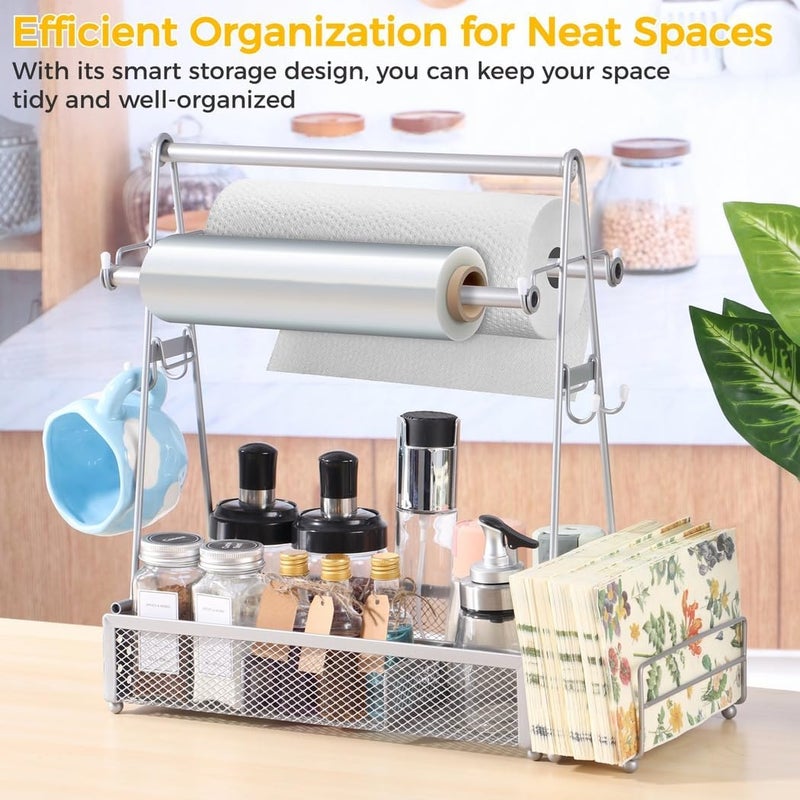 Easy Assembly Build, Flatware Caddy with Handle, Paper Towel Roll Holders, Condiment Caddy, Utensil Holder for Camping Kitchen Party Picnic - Image 2