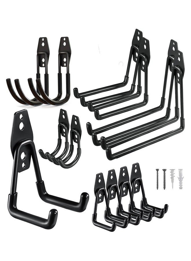 12 Packs Garage Hooks, Metal Garage Storage Hooks, Hangers With Anti-Slip Coating for Garden Tools, Heavy Wall Mounted Garage Manager Tools for Garden Tools, Ladders, Bikes Garage Organizers Storage - Image 1