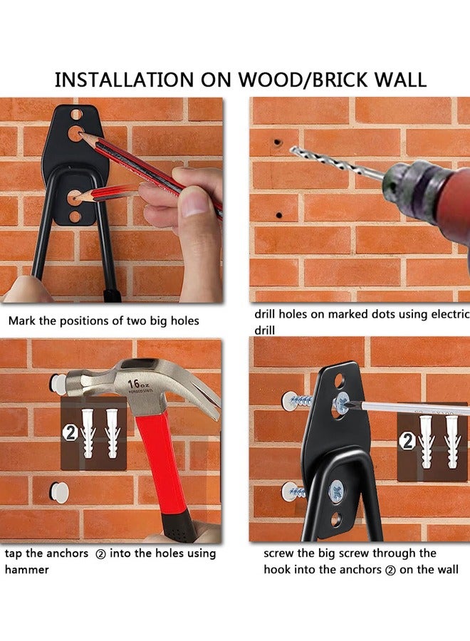 12 Packs Garage Hooks, Metal Garage Storage Hooks, Hangers With Anti-Slip Coating for Garden Tools, Heavy Wall Mounted Garage Manager Tools for Garden Tools, Ladders, Bikes Garage Organizers Storage - Image 5