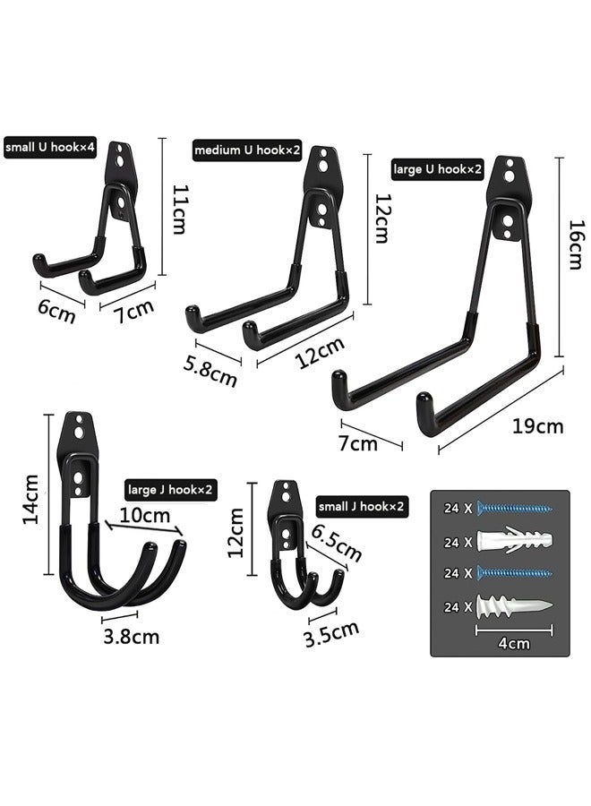 12 Packs Garage Hooks, Metal Garage Storage Hooks, Hangers With Anti-Slip Coating for Garden Tools, Heavy Wall Mounted Garage Manager Tools for Garden Tools, Ladders, Bikes Garage Organizers Storage - Image 3