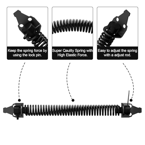 skysen 14" Fence gate Spring self Closing and Adjustable for Wooden or Vinyl Fence,Carbon Steel,Black(gate spring-14) - Image 5
