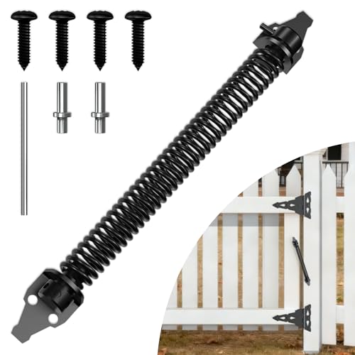 skysen 14" Fence gate Spring self Closing and Adjustable for Wooden or Vinyl Fence,Carbon Steel,Black(gate spring-14) - Image 1