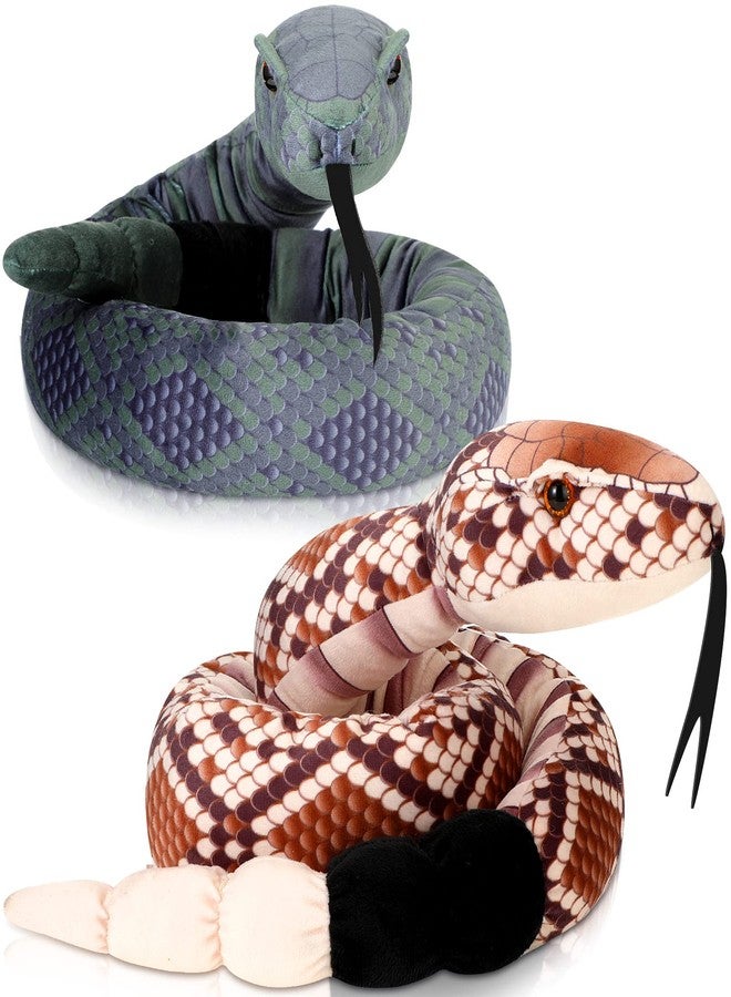 Moneer 2 Pcs Large Snake Stuffed Animal 54 Inch Giant Snake Plush Toy Realistic Rattlesnake Plush Toy for Birthday Party Decoration Prank Props - Image 1