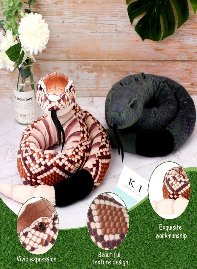 Moneer 2 Pcs Large Snake Stuffed Animal 54 Inch Giant Snake Plush Toy Realistic Rattlesnake Plush Toy for Birthday Party Decoration Prank Props - Image 3