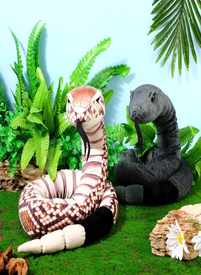 Moneer 2 Pcs Large Snake Stuffed Animal 54 Inch Giant Snake Plush Toy Realistic Rattlesnake Plush Toy for Birthday Party Decoration Prank Props - Image 4
