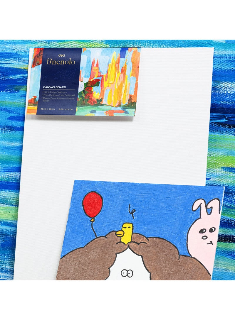 Deli Finenolo EC280-6 Canvas Panel 40×50cm (15.7×19.7in) – 100% Cotton, 280gsm Pre-Stretched Canvas Board for Acrylic, Oil & Watercolor Painting – Artist Canvas for Beginners & Professionals, White - Image 3