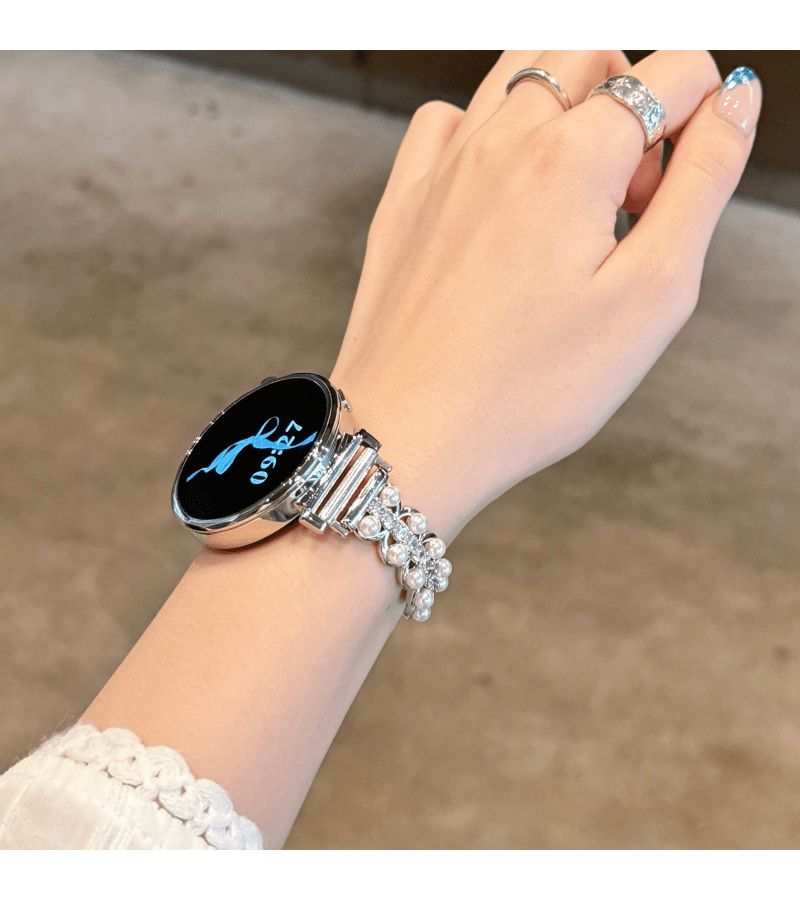 Pearl Inlaid Diamond Metal Watch Strap 18mm Mixed Colors For Smart Watch Compatible With Various Watch Models Handmade - Image 5
