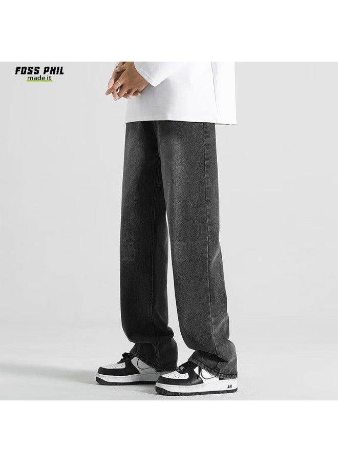 Foss Phil Men's Jeans, Summer Loose Thin Versatile Straight-leg Pants, American-style Wide-leg Casual Trousers, Zw8374, Black, XL - Image 5