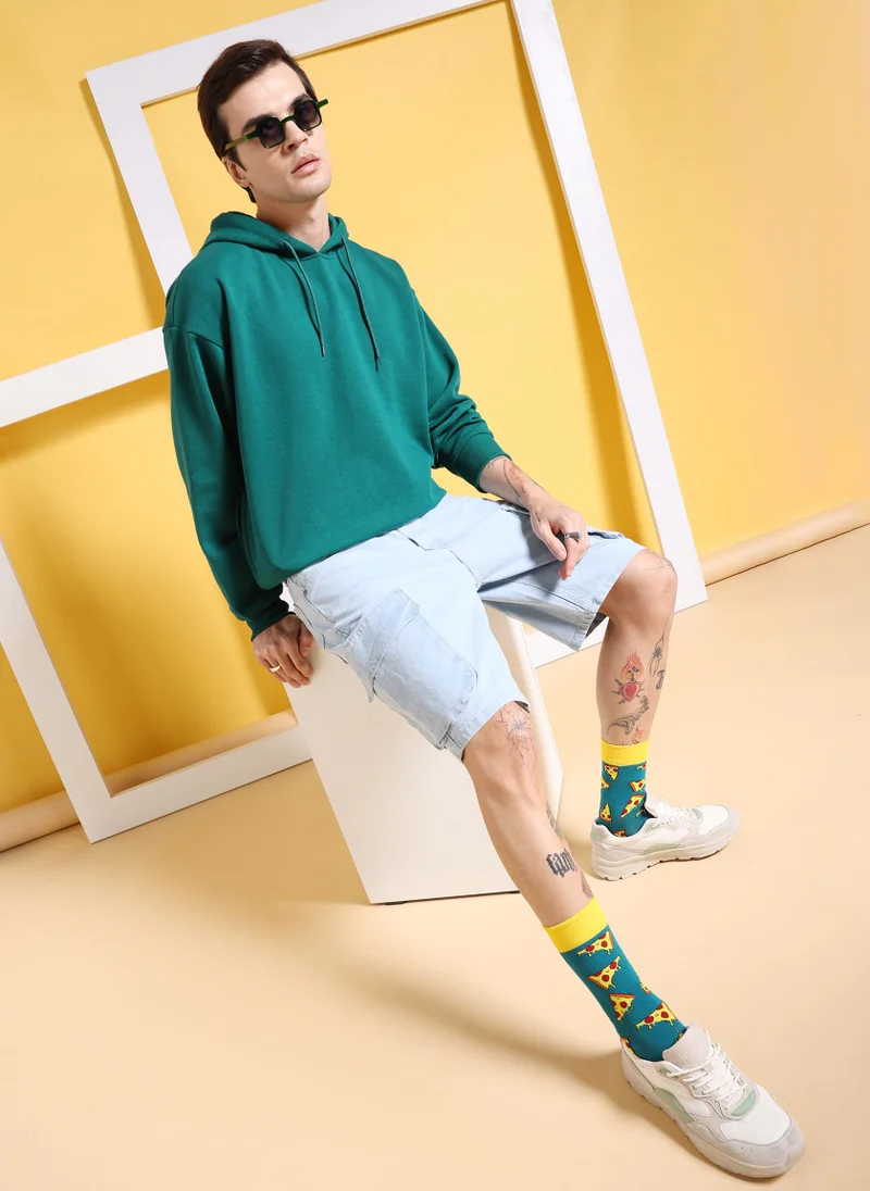 ذا انديان كراج كو Men G-505-CARGO SHORTS Solid Mid-Rise Denim Cargo Shorts