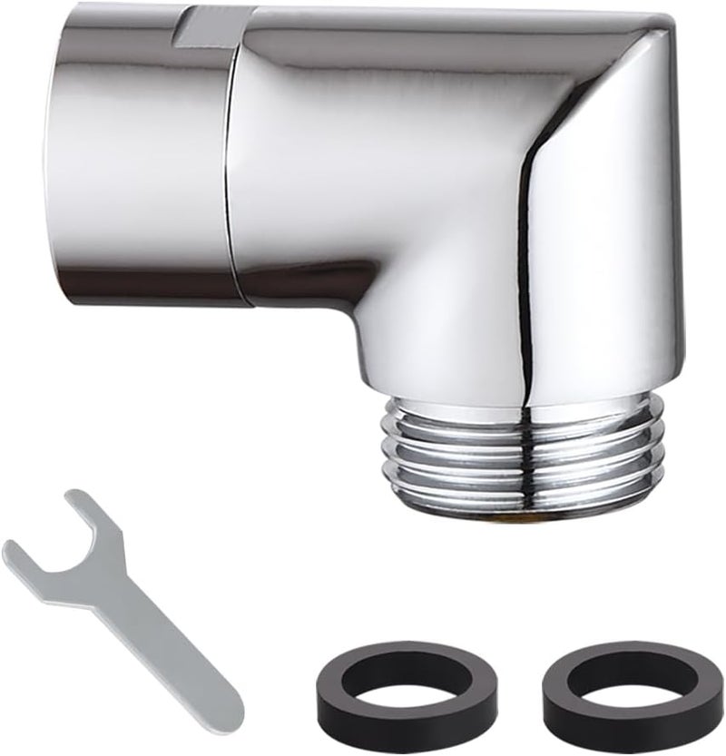 walkinginrain 90 degrees Shower Head Elbow Adapter, Shower Arm Elbow Adapter for Wall mounted Shower or Hand Shower, Chrome - Image 1