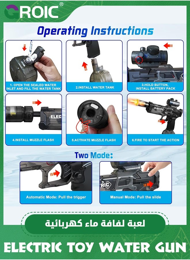 GROIC Electric Water Gun for Kids with Muzzle Flash & Recoil Effect, Pool Toy,Powerful 480CC High Capacity Automatic Squirt Guns Up to 32 FT Range for Swimming Pool Party Beach Outdoor Activity  - Image 5
