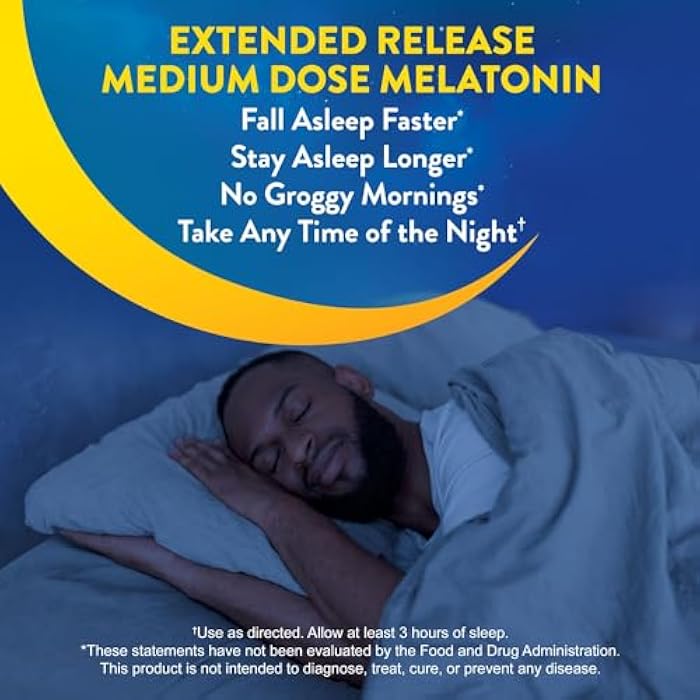MidNite Extended Release Medium Dose, 6 mg Melatonin Sleep Aid, Non-Habit Forming, Herbal Dietary Supplement for Adults, Drug-Free, Gluten-Free, Lactose-Free, Vegetarian, Vegan, 30 Tablets - Image 3