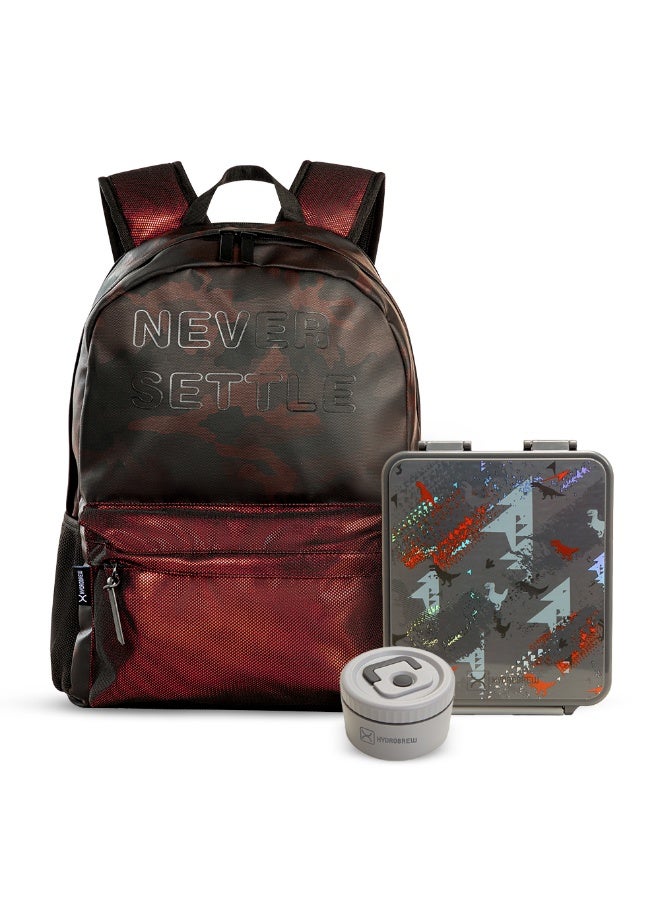 HYDROBREW حقيبة ظهر HYDROBREW 18" مع صندوق غداء بنتو - بني - Image 1