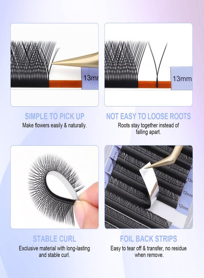 NAGARAKU 3 Tips Triple YYY Eyelash Extensions Supplies 0.07mm Thickness 11mm Length C Curl Premade Fans 6D Russian Volume Y Shape Black 12 Rows Cluster Pre Fanned Eye Lashes - Image 4