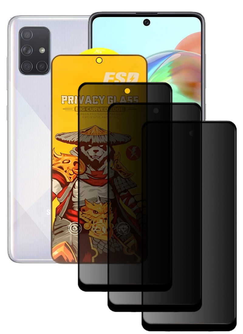 ESD 3 Pieces Tempered Dustproof Privacy Glass Screen Protector Compatible For Samsung Galaxy A71 - Image 1