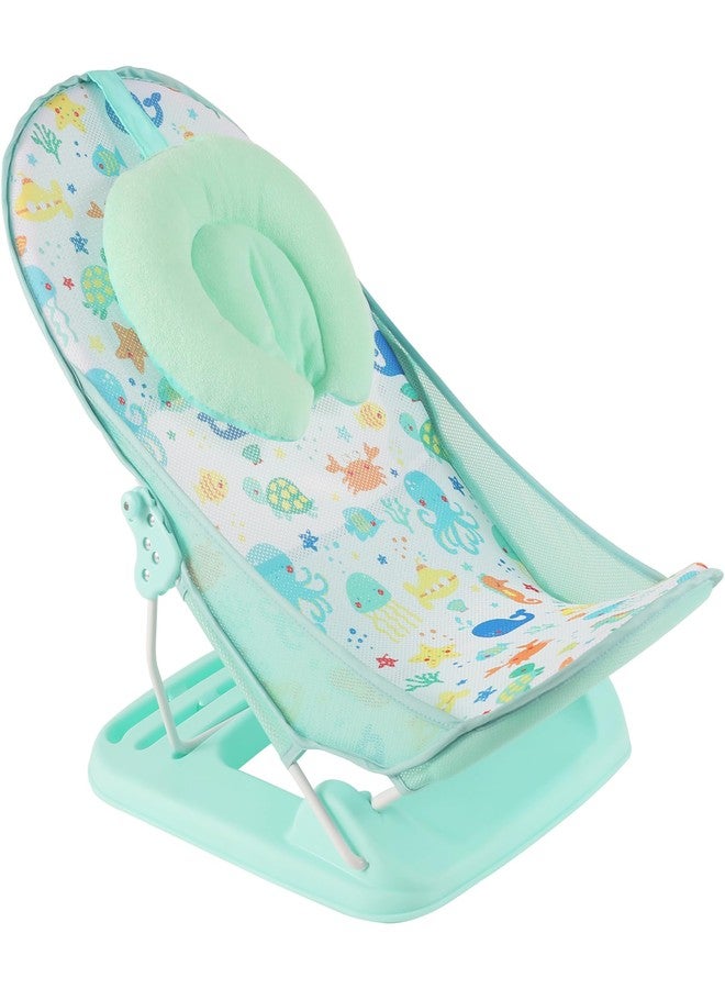 Nuluv Premium Baby Bather | Bath Chair for Newborns and Infants 0-3 Months | Foldable | 3 Position Adjustable Chair | Anti Skid Base | Washable Soft Mesh Seat | for Babies Upto 5Kg (Aqua) - Image 1