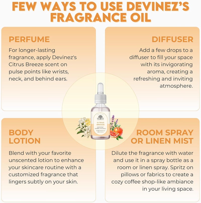 Devinez Citrus Breeze Fragrance Oil - (30ml), for Aromatherapy, Diffusers, DIY Candles, Air Fresheners, DIY soap-Making (IFRA Certifed) - Image 5